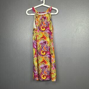 B Skinz Women's M Paisley Colorful Sleeveless Keyhole A-Line Dress